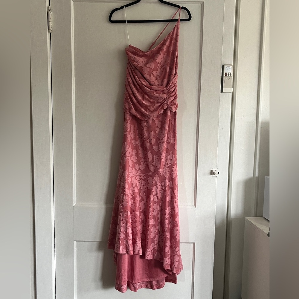 Hello Molly One Shoulder Pink Lace Dress